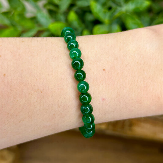 Green Jade 6mm bead bracelet natural gemstone crystal