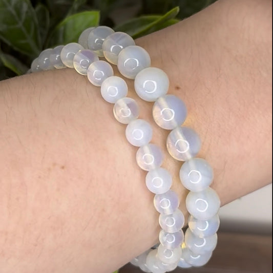 White Labradorite Moonstone 8mm bead bracelet natural gemstone crystal June Birthstone