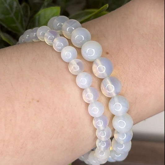 Copy of White Labradorite Moonstone 8mm bead bracelet natural gemstone crystal June Birthstone