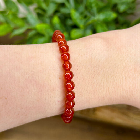 Red Carnelian 6mm bead bracelet natural gemstone crystals