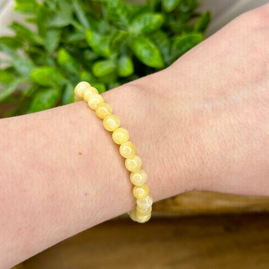 Honey calcite 6mm bead bracelet natural gemstone crystal