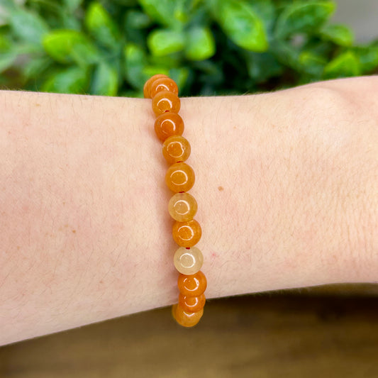 Orange aventurine 6mm bead bracelet natural gemstone crystal